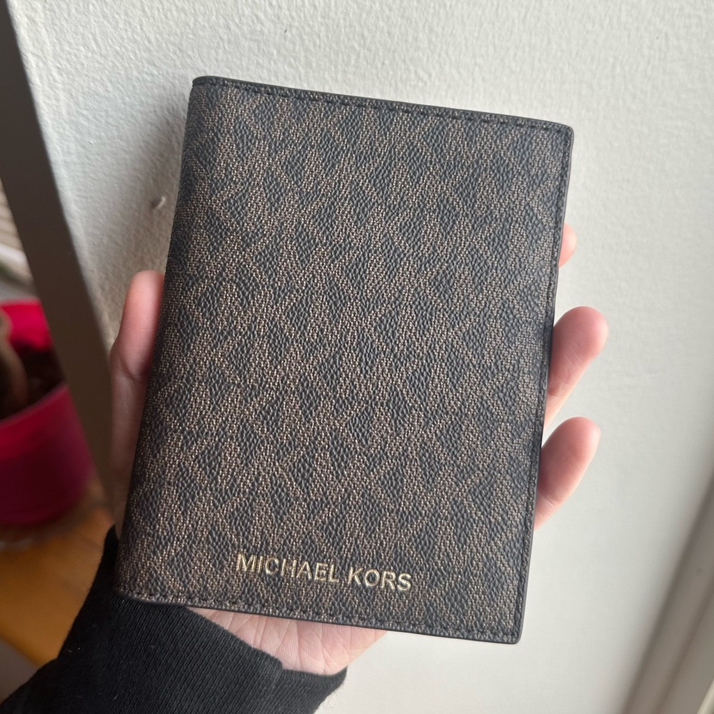 Michael Kors Brown Logo Passport Holder